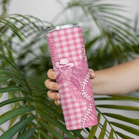 Pink Hawaii Palaka Cowboy Turtle Skinny Tumbler Hawaiian Paniolo Puakenikeni Maile Lei - Polynesian Pride