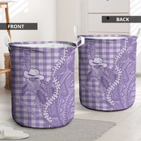 Purple Hawaii Palaka Cowboy Turtle Laundry Basket Hawaiian Paniolo Puakenikeni Maile Lei - Polynesian Pride