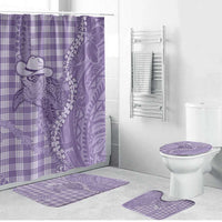Purple Hawaii Palaka Cowboy Turtle Bathroom Set Hawaiian Paniolo Puakenikeni Maile Lei - Polynesian Pride