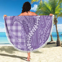 Purple Hawaii Palaka Cowboy Turtle Beach Blanket Hawaiian Paniolo Puakenikeni Maile Lei - Polynesian Pride