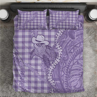 Purple Hawaii Palaka Cowboy Turtle Bedding Set Hawaiian Paniolo Puakenikeni Maile Lei - Polynesian Pride
