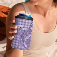 Purple Hawaii Palaka Cowboy Turtle 4 in 1 Can Cooler Tumbler Hawaiian Paniolo Puakenikeni Maile Lei - Polynesian Pride