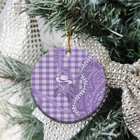 Purple Hawaii Palaka Cowboy Turtle Ceramic Ornament Hawaiian Paniolo Puakenikeni Maile Lei - Polynesian Pride