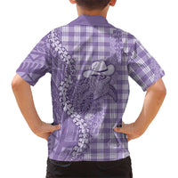 Purple Hawaii Palaka Cowboy Turtle Family Matching Long Sleeve Bodycon Dress and Hawaiian Shirt Hawaiian Paniolo Puakenikeni Maile Lei - Polynesian Pride