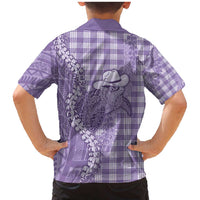 Purple Hawaii Palaka Cowboy Turtle Family Matching Mermaid Dress and Hawaiian Shirt Hawaiian Paniolo Puakenikeni Maile Lei - Polynesian Pride