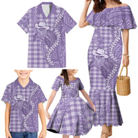 Purple Hawaii Palaka Cowboy Turtle Family Matching Mermaid Dress and Hawaiian Shirt Hawaiian Paniolo Puakenikeni Maile Lei - Polynesian Pride