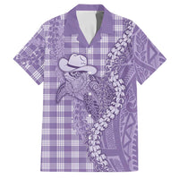 Purple Hawaii Palaka Cowboy Turtle Family Matching Mermaid Dress and Hawaiian Shirt Hawaiian Paniolo Puakenikeni Maile Lei - Polynesian Pride