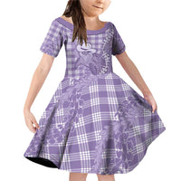 Purple Hawaii Palaka Cowboy Turtle Family Matching Off Shoulder Short Dress and Hawaiian Shirt Hawaiian Paniolo Puakenikeni Maile Lei - Polynesian Pride