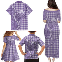 Purple Hawaii Palaka Cowboy Turtle Family Matching Puletasi and Hawaiian Shirt Hawaiian Paniolo Puakenikeni Maile Lei - Polynesian Pride