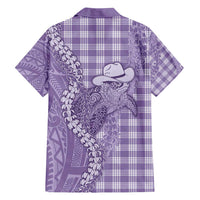 Purple Hawaii Palaka Cowboy Turtle Family Matching Summer Maxi Dress and Hawaiian Shirt Hawaiian Paniolo Puakenikeni Maile Lei - Polynesian Pride