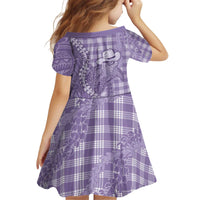 Purple Hawaii Palaka Cowboy Turtle Kid Short Sleeve Dress Hawaiian Paniolo Puakenikeni Maile Lei - Polynesian Pride