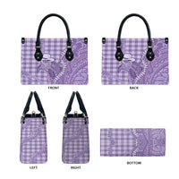 Purple Hawaii Palaka Cowboy Turtle Leather Bag Hawaiian Paniolo Puakenikeni Maile Lei - Polynesian Pride