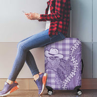 Purple Hawaii Palaka Cowboy Turtle Luggage Cover Hawaiian Paniolo Puakenikeni Maile Lei - Polynesian Pride