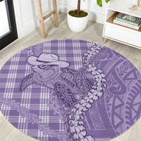 Purple Hawaii Palaka Cowboy Turtle Round Carpet Hawaiian Paniolo Puakenikeni Maile Lei - Polynesian Pride