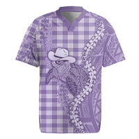 Purple Hawaii Palaka Cowboy Turtle Rugby Jersey Hawaiian Paniolo Puakenikeni Maile Lei - Polynesian Pride