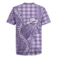 Purple Hawaii Palaka Cowboy Turtle Rugby Jersey Hawaiian Paniolo Puakenikeni Maile Lei - Polynesian Pride