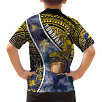 Personalised Tokelau Family Matching Long Sleeve Bodycon Dress and Hawaiian Shirt National Badge Waves Style