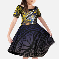 Personalised Tokelau Family Matching Short Sleeve Bodycon Dress and Hawaiian Shirt National Badge Waves Style