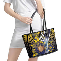 Tokelau Leather Tote Bag National Badge Waves Style