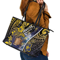 Tokelau Leather Tote Bag National Badge Waves Style