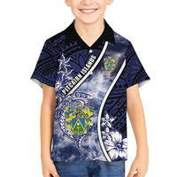 Personalised Pitcairn Islands Family Matching Short Sleeve Bodycon Dress and Hawaiian Shirt Coat Of Arms Waves Style