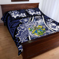 Pitcairn Islands Quilt Bed Set Coat Of Arms Waves Style