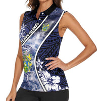 Personalised Pitcairn Islands Women Sleeveless Polo Shirt Coat Of Arms Waves Style DT05 - Polynesian Pride