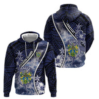 Personalised Pitcairn Islands Zip Hoodie Coat Of Arms Waves Style