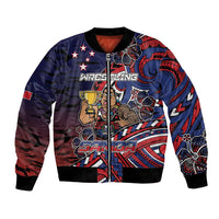 Personalised Samoa Wrestling Bomber Jacket Polynesian Warrior Funny Style DT05 Unisex Navy - Polynesian Pride