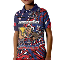Personalised Samoa Wrestling Kid Polo Shirt Polynesian Warrior Funny Style - Polynesian Pride