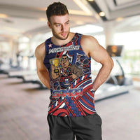 Personalised Samoa Wrestling Men Tank Top Polynesian Warrior Funny Style DT05 Navy - Polynesian Pride