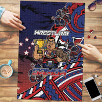 Samoa Wrestling Puzzle Polynesian Warrior Funny Style DT05 Navy - Polynesian Pride