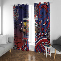 Samoa Wrestling Window Curtain Polynesian Warrior Funny Style DT05 With Grommets Navy - Polynesian Pride