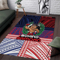 Samoa Boxing Area Rug Samoan Boxer Funny Style DT05 Red - Polynesian Pride