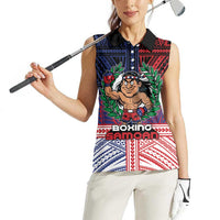 Personalised Samoa Boxing Women Sleeveless Polo Shirt Samoan Boxer Funny Style - Polynesian Pride