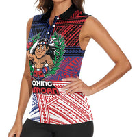 Personalised Samoa Boxing Women Sleeveless Polo Shirt Samoan Boxer Funny Style - Polynesian Pride