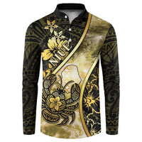 Personalised Niue Button Sweatshirt Niuean Crab Waves Style DT05 Gold - Polynesian Pride