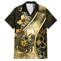 Personalised Niue Family Matching Off Shoulder Short Dress and Hawaiian Shirt Niuean Crab Waves Style