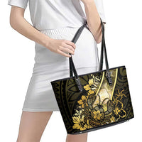 Niue Leather Tote Bag Niuean Crab Waves Style