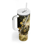 Personalised Niue Tumbler With Handle Niuean Crab Waves Style