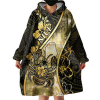 Personalised Niue Wearable Blanket Hoodie Niuean Crab Waves Style