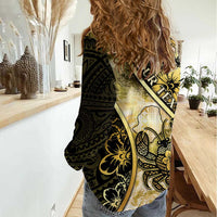 Personalised Niue Women Casual Shirt Niuean Crab Waves Style