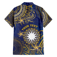 Personalised Nauru Family Matching Short Sleeve Bodycon Dress and Hawaiian Shirt Hibiscus Polynesian Tribal Pattern