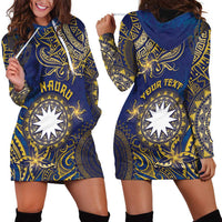 Personalised Nauru Hoodie Dress Hibiscus Polynesian Tribal Pattern