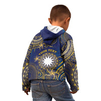 Personalised Nauru Kid Hoodie Hibiscus Polynesian Tribal Pattern