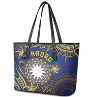 Nauru Leather Tote Bag Hibiscus Polynesian Tribal Pattern