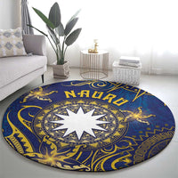 Nauru Round Carpet Hibiscus Polynesian Tribal Pattern