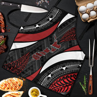Aotearoa New Zealand Native Birds Map Apron Silver Fern Tribal Pattern DT05 Red - Polynesian Pride
