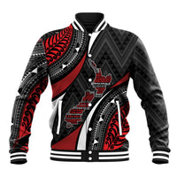 Aotearoa New Zealand Native Birds Map Baseball Jacket Silver Fern Tribal Pattern DT05 Unisex Red - Polynesian Pride