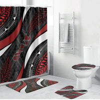 Aotearoa New Zealand Native Birds Map Bathroom Set Silver Fern Tribal Pattern DT05 Bathroom Set (4 pcs) Red - Polynesian Pride
